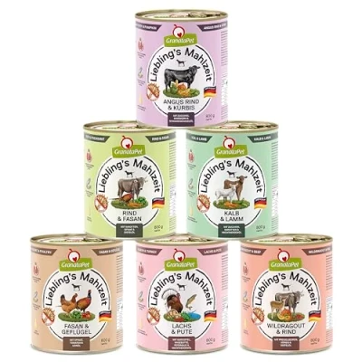 Abbildung von GranataPet Liebling&#039;s Mahlzeit Multipack 2, Nassfutter für Hunde im Probierpaket, Alleinfuttermittel ohne Getreide, Hundefutter mit hohem Fleischanteil &amp; hochwertigen Ölen, 6 x 800 g