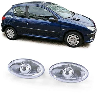 Abbildung von Klarglas Seitenblinker Chrom für Peugeot 107 206 SW CC 307 407 607 Toyota Aygo