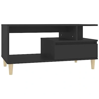 Abbildung von vidaXL Couchtisch mit Stauraum Wohnzimmertisch Beistelltisch Sofatisch Teetisch Kaffeetisch Tisch Wohnzimmer Schwarz 90x49x45cm Holzwerkstoff