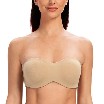 Abbildung von MELENECA Damen Minimizer Trägerloser BH mit Bügel Unsichtbar Träger Mandel Heide 75B