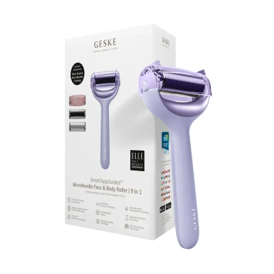 Abbildung von Geske SMARTAPPGUIDED Microneedle FACE BODY Roller 9 IN 1 Gesichtspflege Zubehör, Größe: One Size, Purple