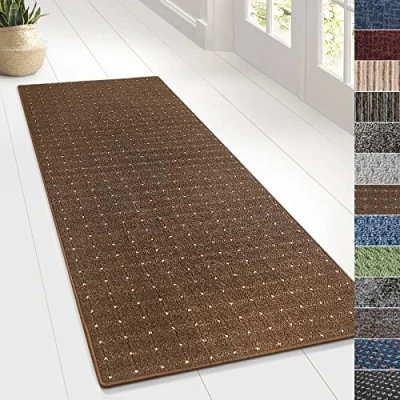Abbildung von KARAT Teppich Läufer für Küche, Flur &amp; Wohnraum Teppichläufer auf Maß Meterware Flurteppich Küchenläufer Wohnzimmer (80 x 200 cm, Rapido Braun)