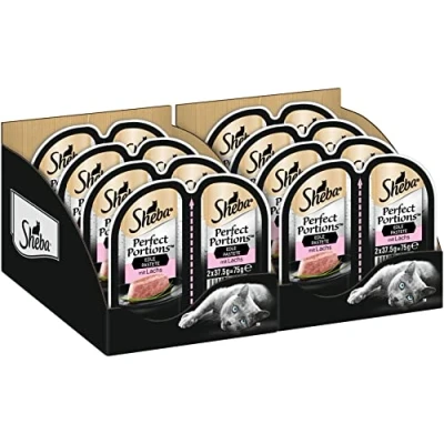 Abbildung von Sheba Perfect Portions Feinstes Katzennassfutter in der Schale edle Pastete mit Lachs 32 x 75g
