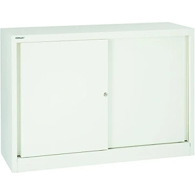 Abbildung von BISLEY Schiebetürenschrank ECO, 1 Fachboden, 2 OH, Metall, 696 Verkehrsweiß, 43 x 120 83.9 cm