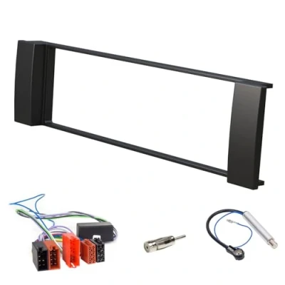 Abbildung von Audioproject A216 Autoradio Einbau Set für Audi A3 8L A6 C5 4B Radioblende Radioadapter 2 x Antennenadapter DIN ISO Einbaurahmen schwarz