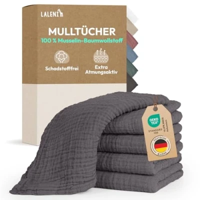Abbildung von Laleni Spucktuch Spucktücher Baby aus Reiner Baumwolle, (5 tlg), OEKO TEX Zertifizierte Mulltücher