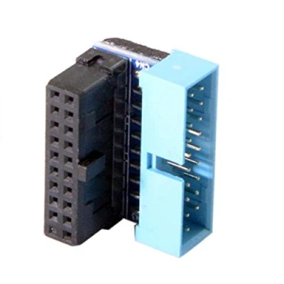 Abbildung von Cablecc USB 3.0 20 poliger Stecker auf Buchse, Verlängerungsadapter, 90 Grad abgewinkelt, für Motherboard Mainboard (nach unten abgewinkelt)