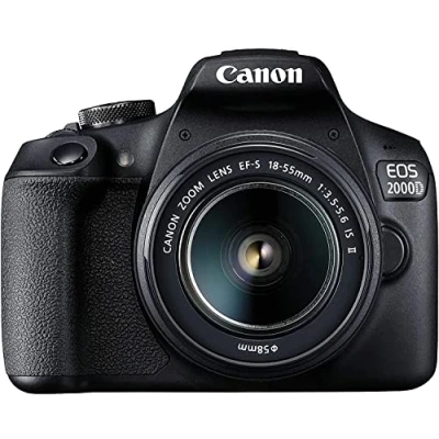 Abbildung von Canon EOS 2000D Spiegelreflexkamera Battery Kit (24,1 MP, DIGIC 4+, 7,5 cm (3,0 Zoll) LCD, Display, Full HD, WiFi, APS C CMOS Sensor) EF S 18 55mm is II F3.5 5.6 + Akku LP E10, schwarz
