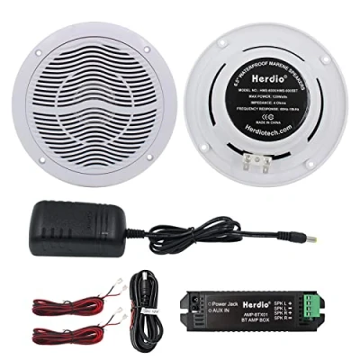 Abbildung von Herdio 6,5 Zoll 120 Watt Bluetooth Deckenlautsprecher, wasserdichte Einbaulautsprecher, Bündige Montage Sound, Perfekt für Innen und Außenbereich, Schlafzimmer, Heimkino, überdachte Veranden (Weiß)