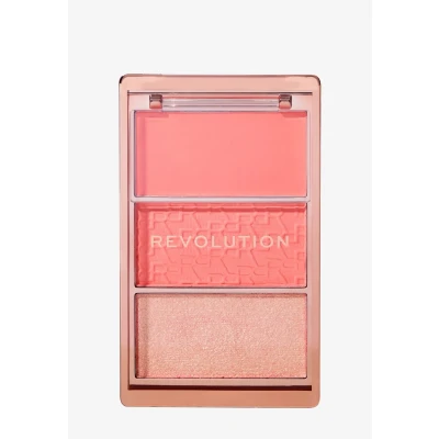 Abbildung von Revolution, Blush Icon Palette (Authentic Peach), Creme &amp; Puder Rougepalette, Hochpigmentiert, 3 Farben, Authentic Peach, Tierversuchsfrei Vegan