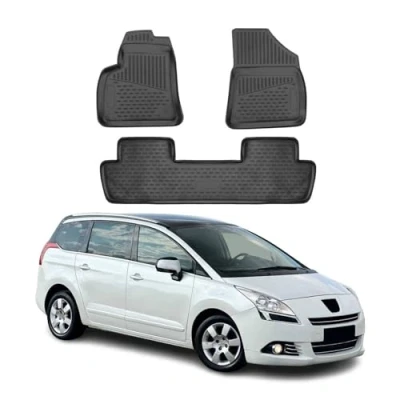 Abbildung von OMAC Gummimatten Fußmatten kompatibel mit Peugeot 5008 MK1 2009 2017 TPE Matten Schwarz 4X
