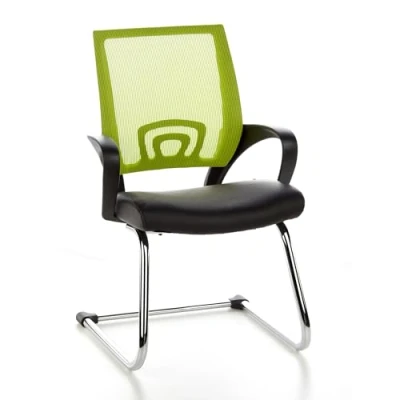 Abbildung von hjh OFFICE 650440 Freischwinger Visto NET V Kunstleder Schwarz/Grün Besucherstuhl Schwingstuhl mit Netzrücken