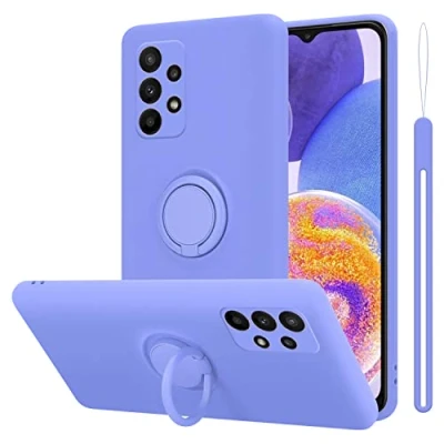 Abbildung von Cadorabo Hülle kompatibel mit Samsung Galaxy A23 4G 5G Schutzhülle TPU Silikon Case Liquid Design Ring Slim Kratzfest Liquidsilikon Microfaser für in Lila