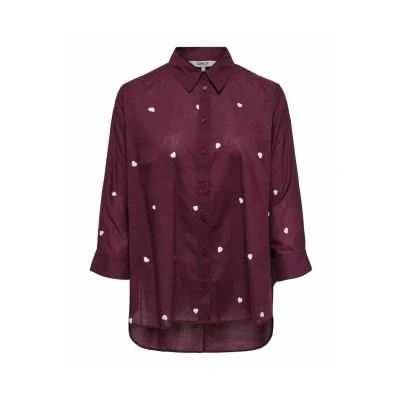 Abbildung von ONLY Damen Onlnew Lina Grace Ls Emb Shirt Noos WVN Knopfverschluss Box Fit Hemd Mit Langen Ärmeln, Winetasting, XL