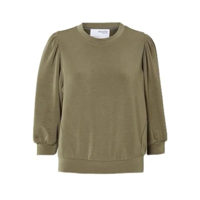 Abbildung von Selected Femme Tenny 3/4 NOOS Sweatshirt, Damen, Größe: 42, Khaki