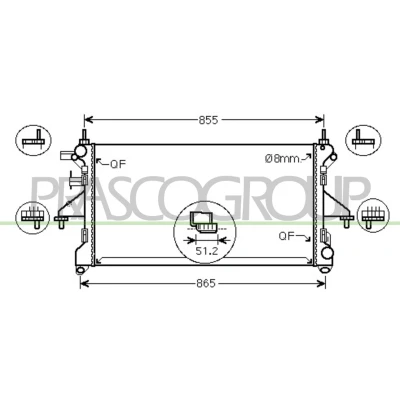 Abbildung von PRASCO FT930R001 Kühler, Motorkühlung Aluminium 780mm 368mm 40mm mit Schnellkupplungen Kühlrippen gelötet FIAT: Ducato III Kastenwagen