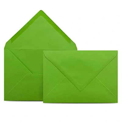Abbildung von 50 Briefumschläge DIN C6 Hellgrün Grün 11,4 x 16,2 cm Kuverts mit 80 g/m² Nassklebung spitze Klappe Umschläge ohne Fenster Colours 4 you