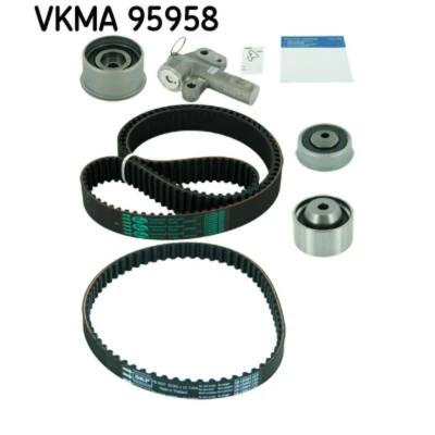 Abbildung von SKF VKMA 95958 Zahnriemensatz 65 mit Spanndämpfer, Spannrolle abgerundetem Zahnprofil HYUNDAI: Santa Fe I, Trajet, SONATA 4