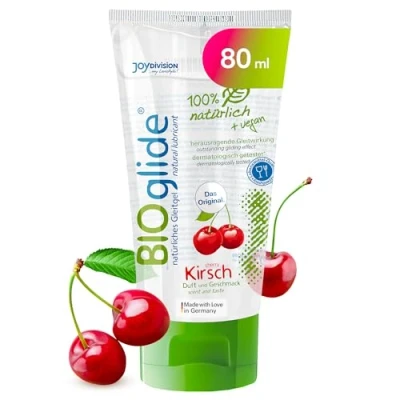 Abbildung von JOYDIVISION Original BIOglide Kirsch Gleitgel 80 ml I Gleitmittel 100% natürlich &amp; vegan Wasserbasiertes mit Geschmack Duft Bio für Latexkondome geeignet Lube water based