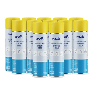 Abbildung von 12x Kreidespray strong gelb 500 ml langhaltende Bodenmarkierungen pflanzenverträglich wasserlöslich temporäre Boden Markierungen bis zu 100m Markierungsweg bei 5cm Strichbreite Spraydose