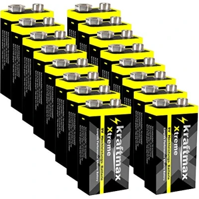 Abbildung von kraftmax 16er Pack Xtreme 9V Block Hochleistungs Batterien z.B. Rauchmelder Batterie, (1 St)
