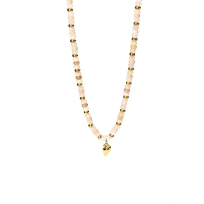 Abbildung von Purelei® Seafoam Kette Edle Perlenkette mit Muschel Anhänger aus Edelstahl in Gold, Silber oder Roségold 4045 cm Quarzit Jade &amp; Sommerliches Design (Gold)