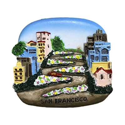 Abbildung von Lombard Street San Francisco USA 3D Kühlschrankmagnet Reiseaufkleber Souvenirs Sammlung, Heim und Küchendekoration, aus China
