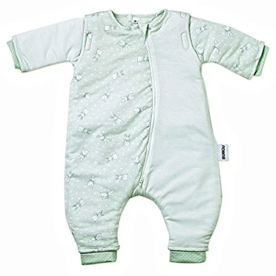 Abbildung von Gesslein 751172 Bubou Babyschlafsack mit Beinen und abnehmbaren Ärmeln: Temperaturregulierender Ganzjahreschlafsack, Baby Größe 70 cm, Hase hellgrün