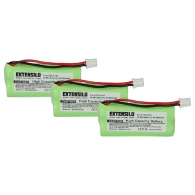 Abbildung von EXTENSILO 3X Akku kompatibel mit Siemens Gigaset A145, A160, A140 weiß, A150, A165, A16 schnurlos Festnetz Telefon (850 mAh, 2,4 V, NiMH)
