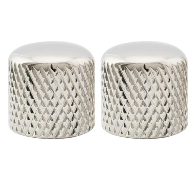 Abbildung von Musiclily Pro Metrische Größe Stahl T Style Potiknopf Dome Knobs für Import Fender Telecaster E Gitarre/Precision Bass, Nickel (2er Set)