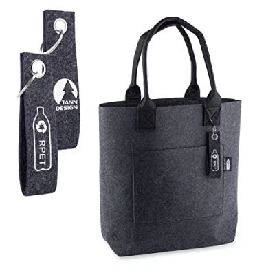 Abbildung von Tanndesign Einkaufsshopper Damen Shopper Filz Hellgrau recyceltes PET (21L) + Schlüsselanhänger