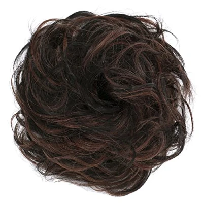 Abbildung von CAISHA 100% ECHTHAAR Haargummi Haarteil Haarverdichtung Zopf Haarband Haarschmuck Schwarz Rotbraun Mix H312e