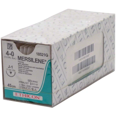 Abbildung von MERSILENE grün geflochten 4/0 J1 45cm 12 Stück Folien