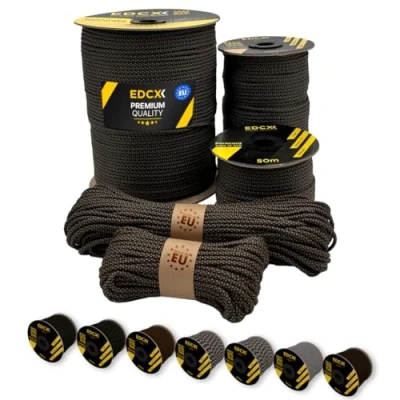 Abbildung von EdcX Paracord 4 mm, 20+ Militärfarben (15 m, 30 50 100 300 m) Ideal zum Basteln, Camping, Outdoor 100% Nylonseil mm Taktische Kordel 550 Typ III (Coyote Black Snake,