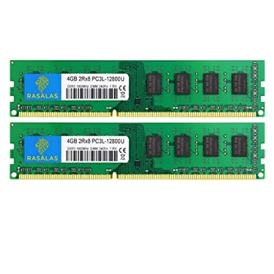 Abbildung von Rasalas PC3L 12800U 8GB Kit (2X 4GB) DDR3 1600 RAM 12800 2Rx8 Udimm 1.35V CL11 Arbeitsspeicher für Desktop