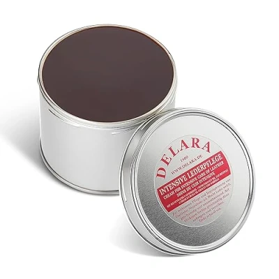 Abbildung von DELARA Intensive Lederpflege, braun, 500 ml Imprägniert und schützt Leder sehr wirksam. Neue Rezeptur mit hochwertigem Kokosöl Bienenwachs Made in Germany