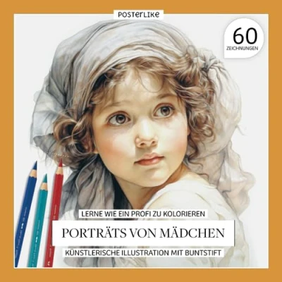 Abbildung von Lerne wie ein Profi zu kolorieren Porträts von Mädchen. Künstlerische Illustration mit Buntstift: Perfektioniere deine Mädchen ... Zeichnen und Farbe in realistischen Porträts)