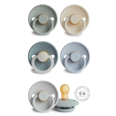 Abbildung von FRIGG Multipack Latex Schnuller 6&#039;er Packung Naturgummi/Naturkautschuk Hergestellt in Dänemark Symmetrischer Sauger Kirschform (Ocean Dream, Größe 1 (0 6 Monate))