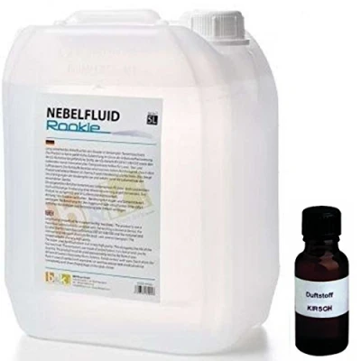 Abbildung von 5 Liter DJPower Nebelfluid ROOKIE + 30 ml Duftstoff Kirsche, Smoke Fluid, Nebel Fluid Flüssigkeit für Nebelmaschine