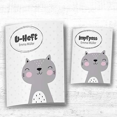 Abbildung von U Heft Hülle Set Waldtiere, Uheft &amp; Impfpass (Uheft personalisiert, Katze)