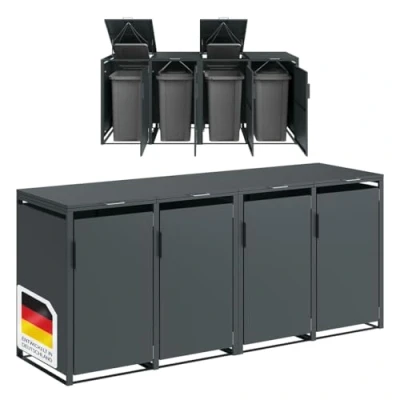 Abbildung von STEELSØN Mülltonnenbox Thoria (für 4 Tonnen je 240 Liter), anthrazit, aus Stahl, wetterfest