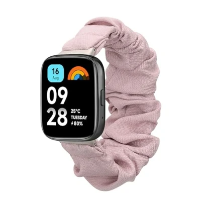 Abbildung von kwmobile Ersatz Armband kompatibel mit Xiaomi Redmi Watch 3 Active/Redmi Lite Smartwatch Scrunchie Haargummi Design Lavendel Innenmaße 14 19 cm