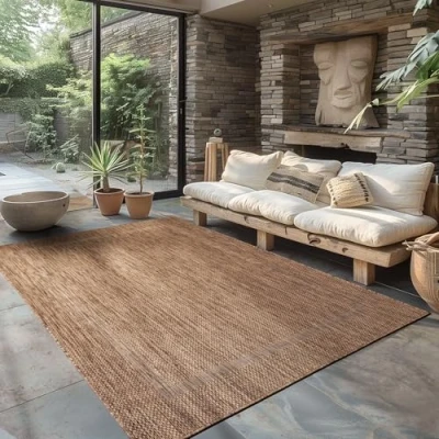 Abbildung von Carpettex Outdoor Teppich Wetterfest 80 x 250 cm Läufer, Sisal Optik, Braun Ideal für Balkon, Garten, Terrasse und als Küchenläufer Draußen Waschbar, Flachgewebe, Wasserfest, Pflegeleicht
