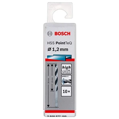 Abbildung von Bosch Professional 10 Stück HSS Spiralbohrer PointTeQ (für Metall, 1,2 x 16 38 mm, Zubehör Bohrschrauber)