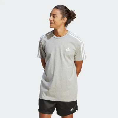 Abbildung von adidas Sportswear Essentials 3STRIPES Tshirt print, Herren, Größe: 4XL, Medium grey heather/white