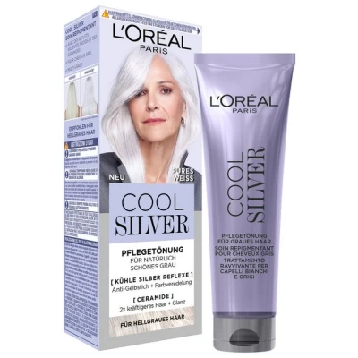 Abbildung von L&#039;Oréal Paris Haarfarbe, Anti Gelbstich, Farbveredelnde Pflegetönung mit Ceramiden, Für hellgraues Haar, Cool Silver, Farbe: Pures Weiß