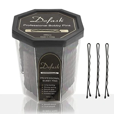 Abbildung von Dofash 5CM/2IN Professionelle Schwarze Bobby Pins Bulk Haarspangen Haarschmuck in Octogan Container Für Frauen 260pcs (Schwarz)