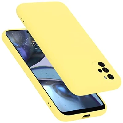 Abbildung von Cadorabo Hülle kompatibel mit Motorola Moto G22 Silikon Handyhülle für Case aus flüssigem Kratzfeste und stoßfeste dünne TPU Schutzhülle Liquid GELB