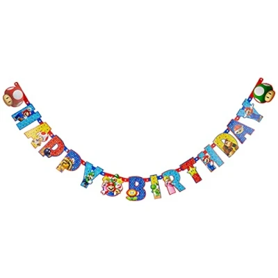 Abbildung von Super Mario Girlande Happy Birthday 190x15cm pro Stück