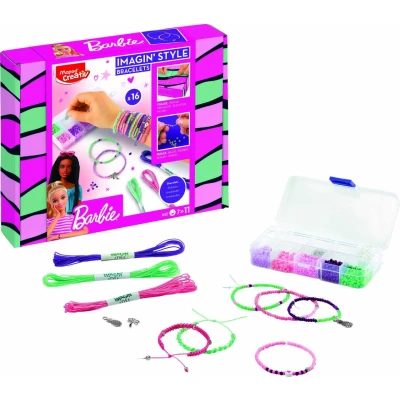 Abbildung von Maped CREATIV Schmuck Bastel Set IMAGINE&#039;STYLE BARBIE angeleitetes Weben zur Herstellung von Aktivität 16 gewebten Armbändern, Perlen, Charms für Kinder ab 7 Jahren